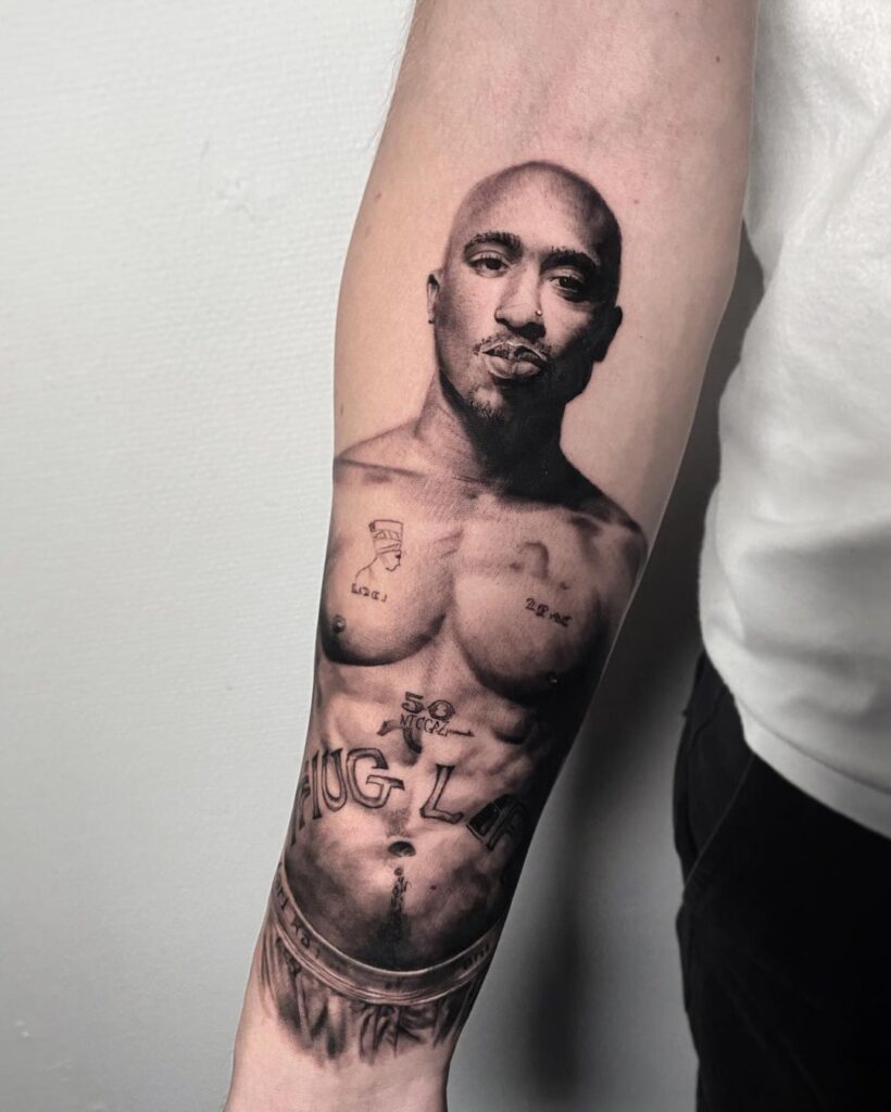 Tupac black and grey tattoo